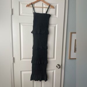 Black Ruffled Strapless Dress - Bodycon dress